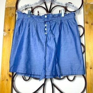 J Crew Chambray Ruffle Paperbag Waist Mini Skirt